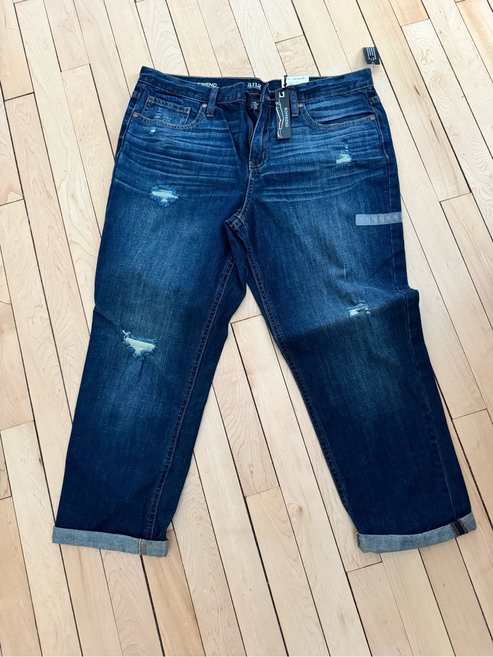 Woman’s a.n.a Dark Blue Distressed Boyfriend Jeans